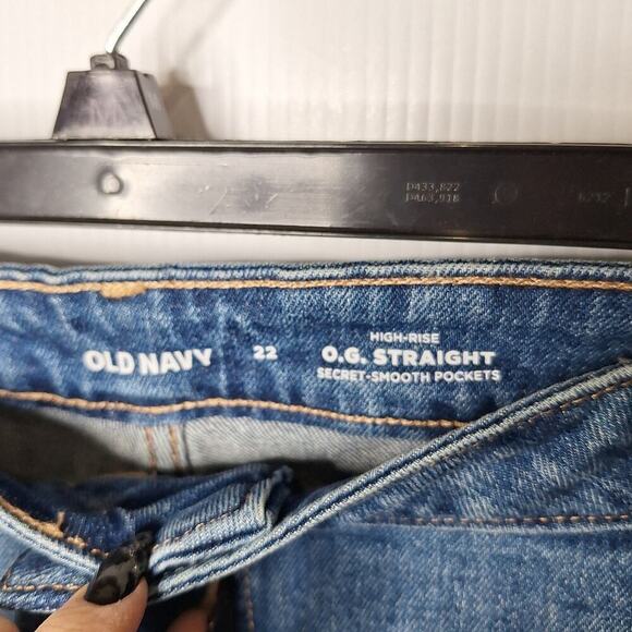 Old Navy OG Straight High Rise Jeans 22 Medium Wash Secret Smooth Pockets Plus - Picture 3 of 8